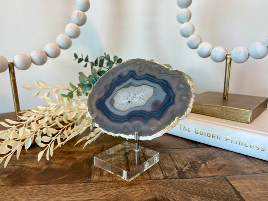 Natural Agate Slice on Stand - 6.25” x 4”