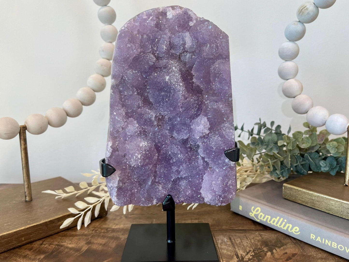 Large Lavender Sugar Amethyst on Stand