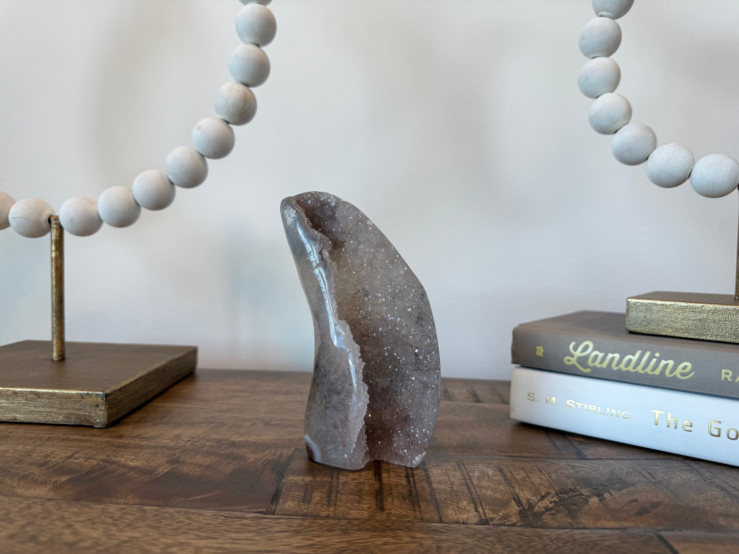 Crescent Druzy Gray Agate