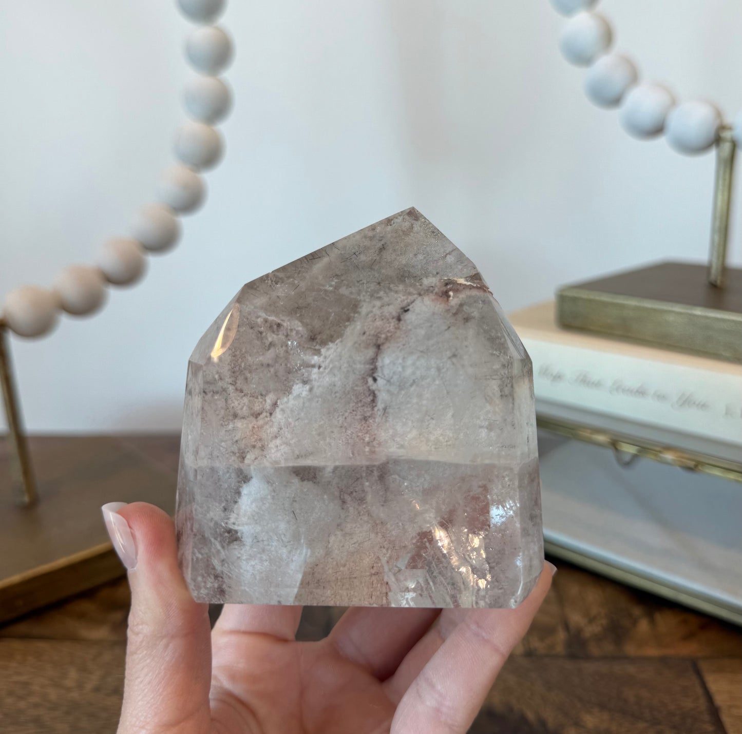 Scenic White Garden Quartz with Delicate Black Rutile and Iridescence - Collector’s Grade