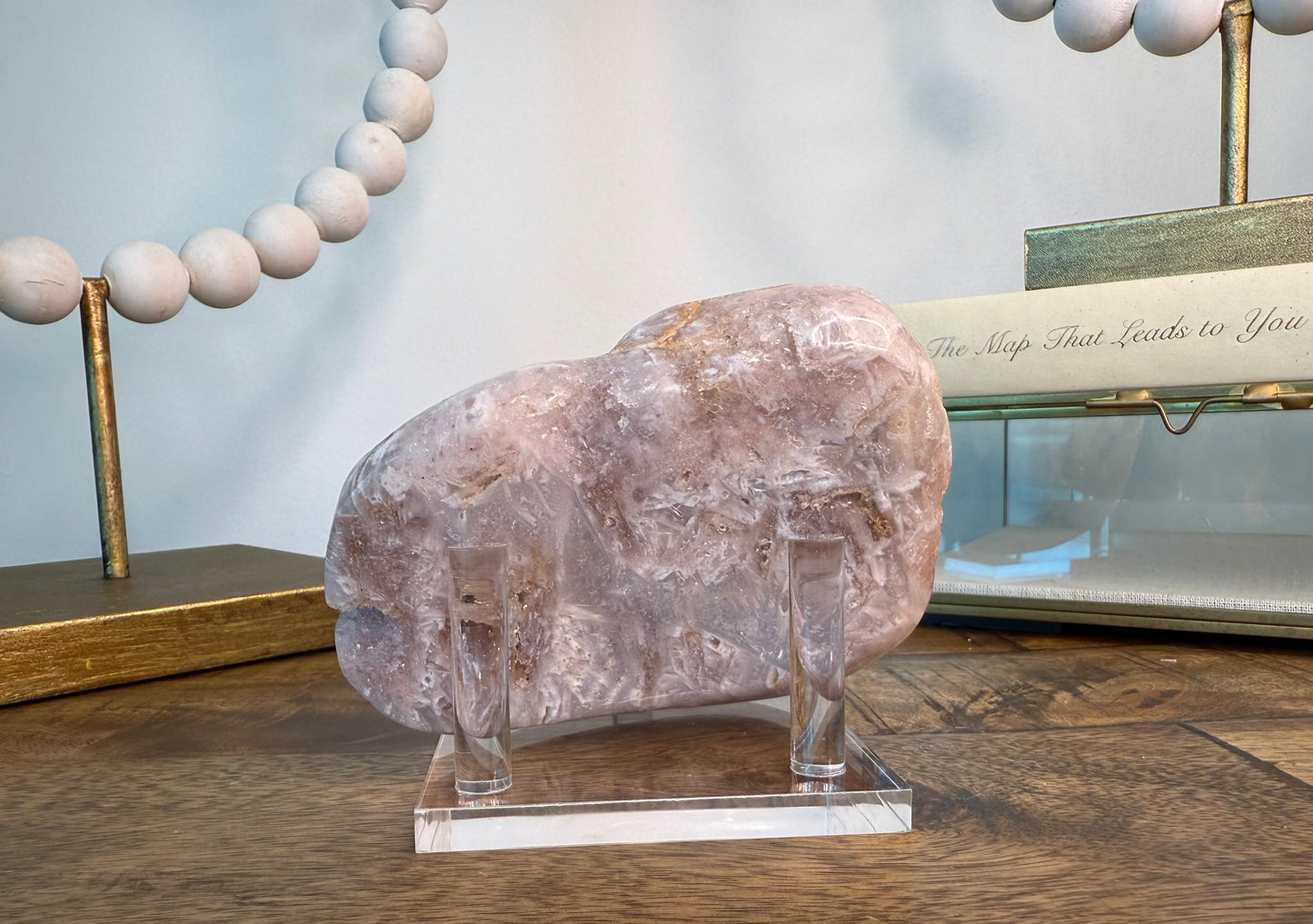 Blush Pink Amethyst Freeform on Clear Stand