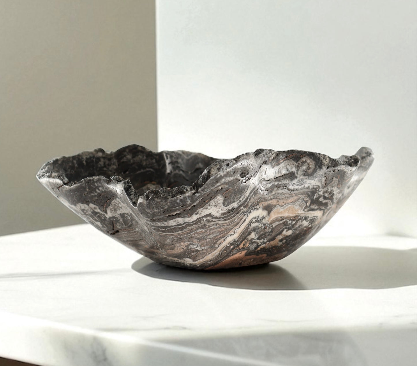 Espresso Swirl Banded Calcite Statement Bowl