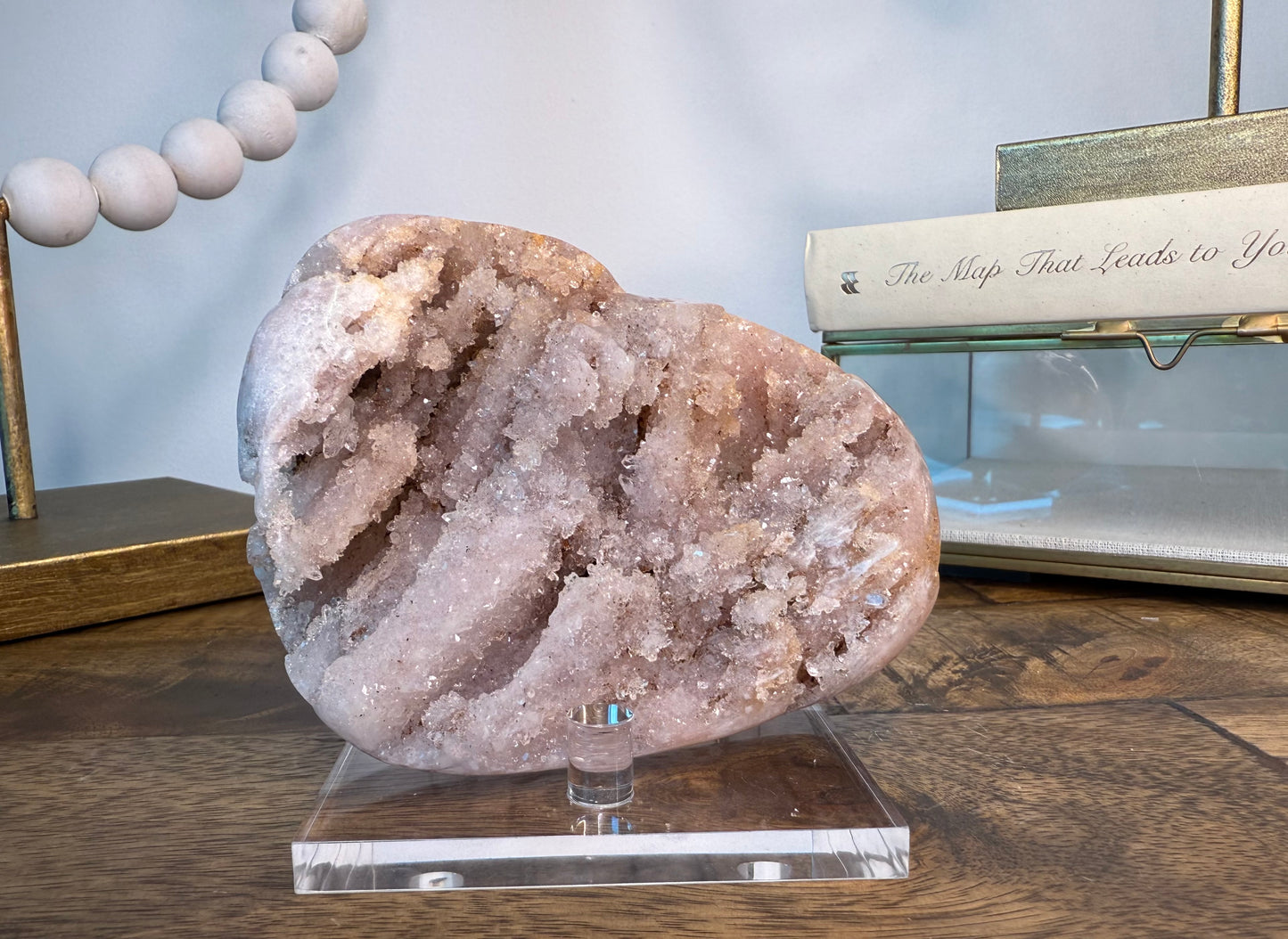 Blush Pink Amethyst Freeform on Clear Stand