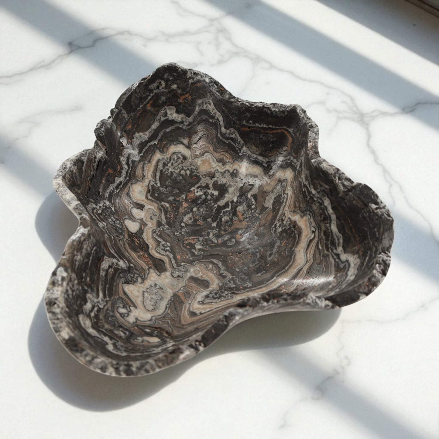 Espresso Swirl Banded Calcite Statement Bowl