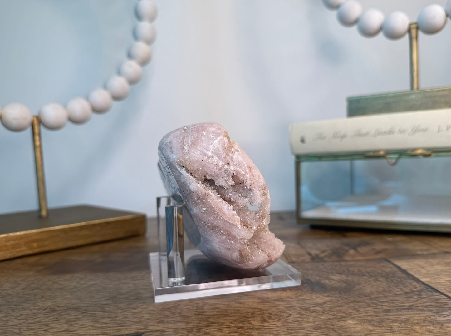 Blush Pink Amethyst Freeform on Clear Stand