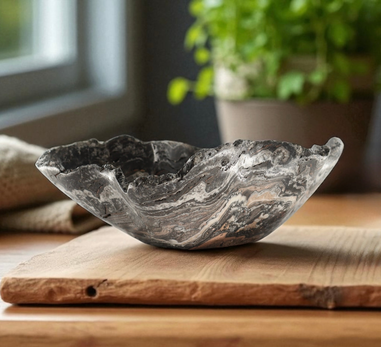 Espresso Swirl Banded Calcite Statement Bowl