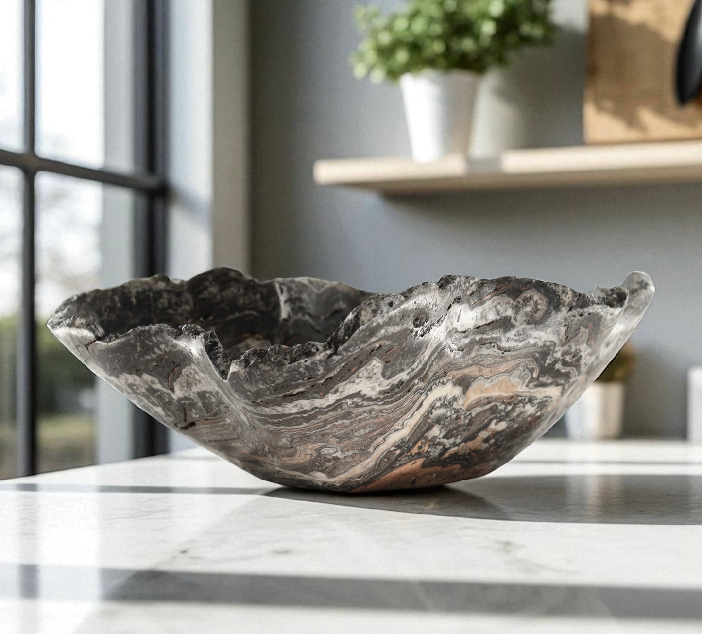 Espresso Swirl Banded Calcite Statement Bowl