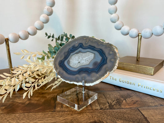 Natural Agate Slice on Stand - 6.25” x 4”