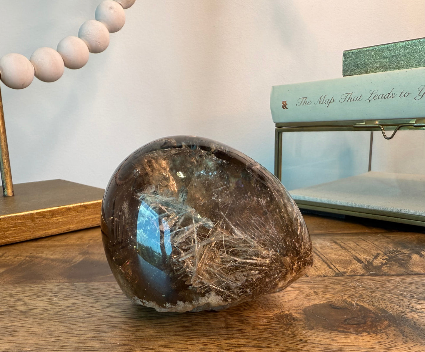 Smoky Garden Rutile Sphere with Natural Flat Base