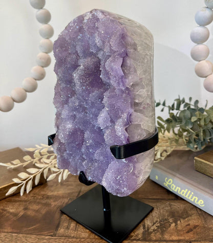 Large Lavender Sugar Amethyst on Stand