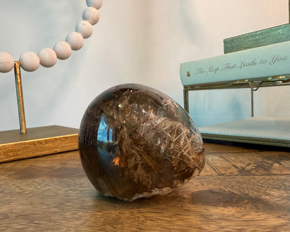 Smoky Garden Rutile Sphere with Natural Flat Base