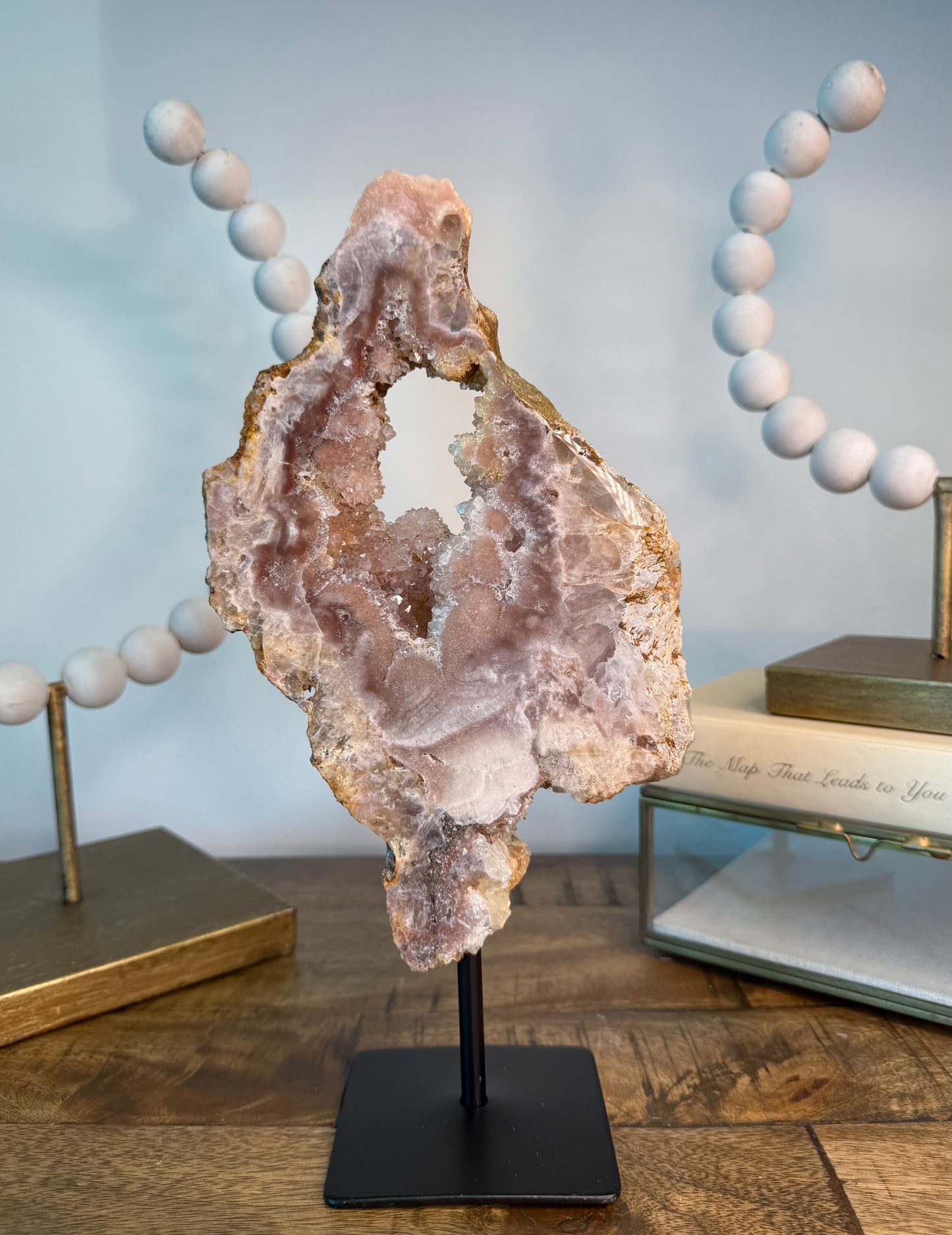 Pink Amethyst with Druzy Portal on Stand
