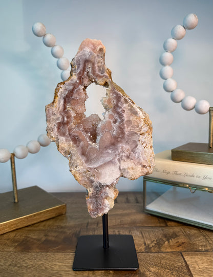 Pink Amethyst with Druzy Portal on Stand