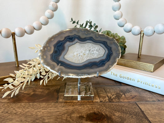 Natural Agate Slice on Stand - 6.75” x 4.5”