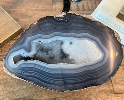 Blue Banded Agate Geode Jewelry Box