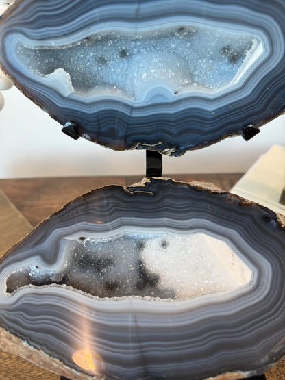 Blue Banded Agate Geode Jewelry Box