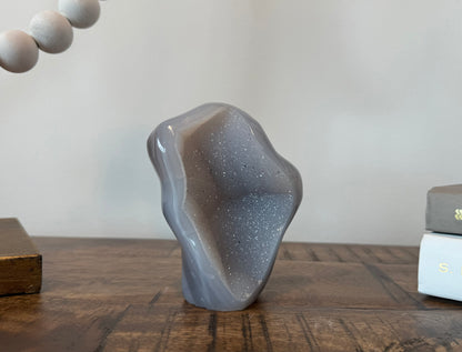 Hand-Carved Flowy Pastel Agate Mini Sculpture