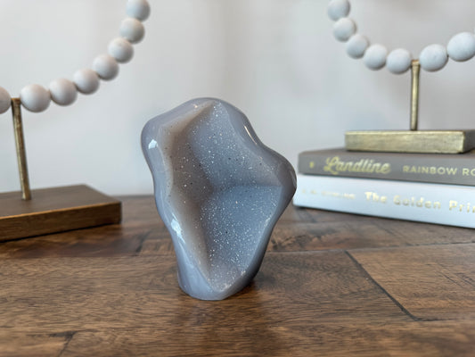 Hand-Carved Flowy Pastel Agate Mini Sculpture