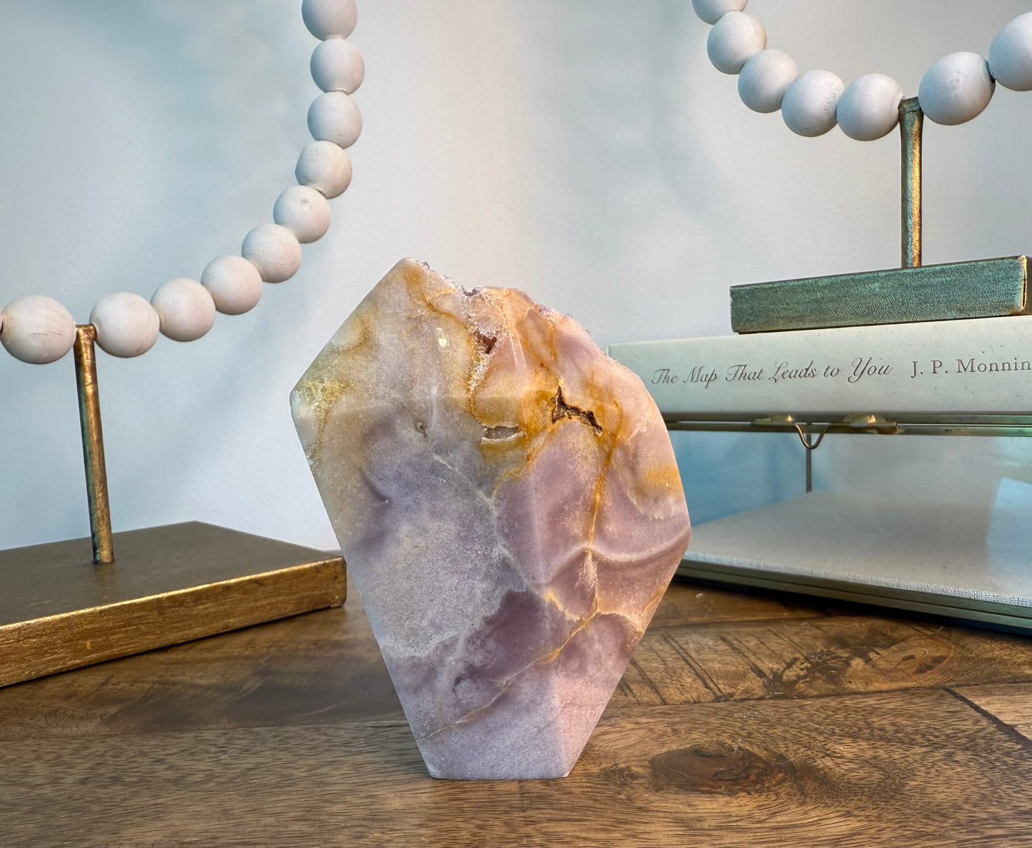 Lavender Amethyst Druzy Freeform on Banded Chalcedony