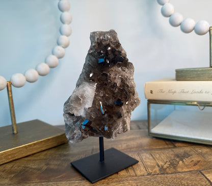 Statement Smoky Quartz Cluster on Stand