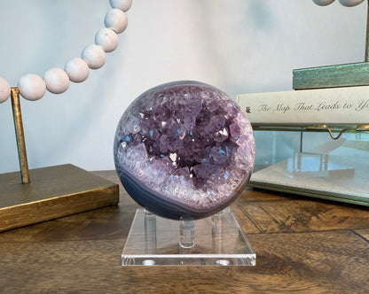 Amethyst sphere with agate and basalt