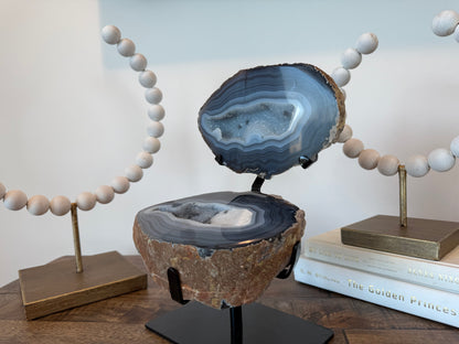 Blue Banded Agate Geode Jewelry Box