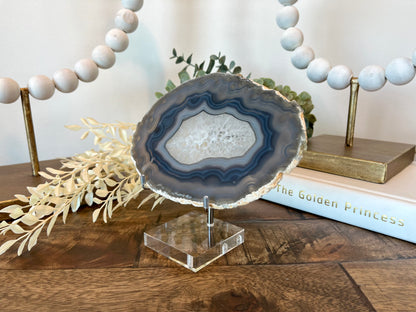 Natural Agate Slice on Stand - 6.75” x 4.5”