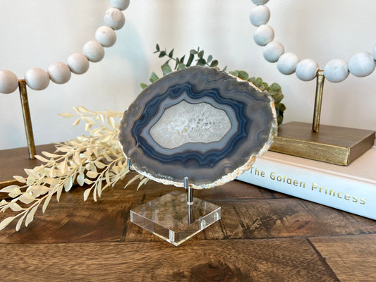 Natural Agate Slice on Stand - 6.75” x 4.5”