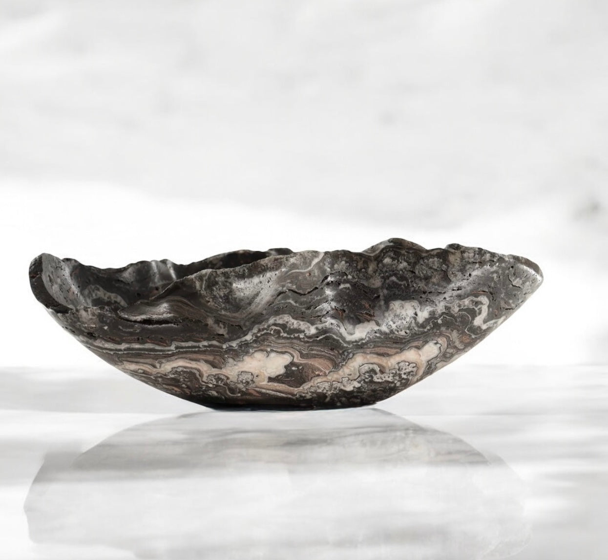 Espresso Swirl Banded Calcite Statement Bowl