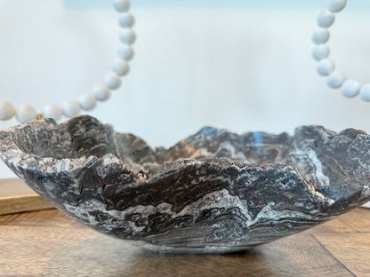 Espresso Swirl Onyx Calcite Wavy Statement Bowl