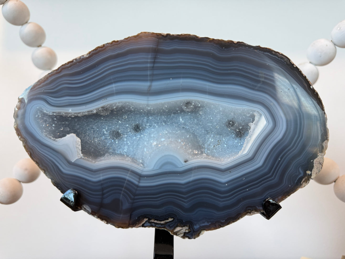 Blue Banded Agate Geode Jewelry Box