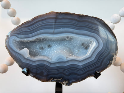 Blue Banded Agate Geode Jewelry Box