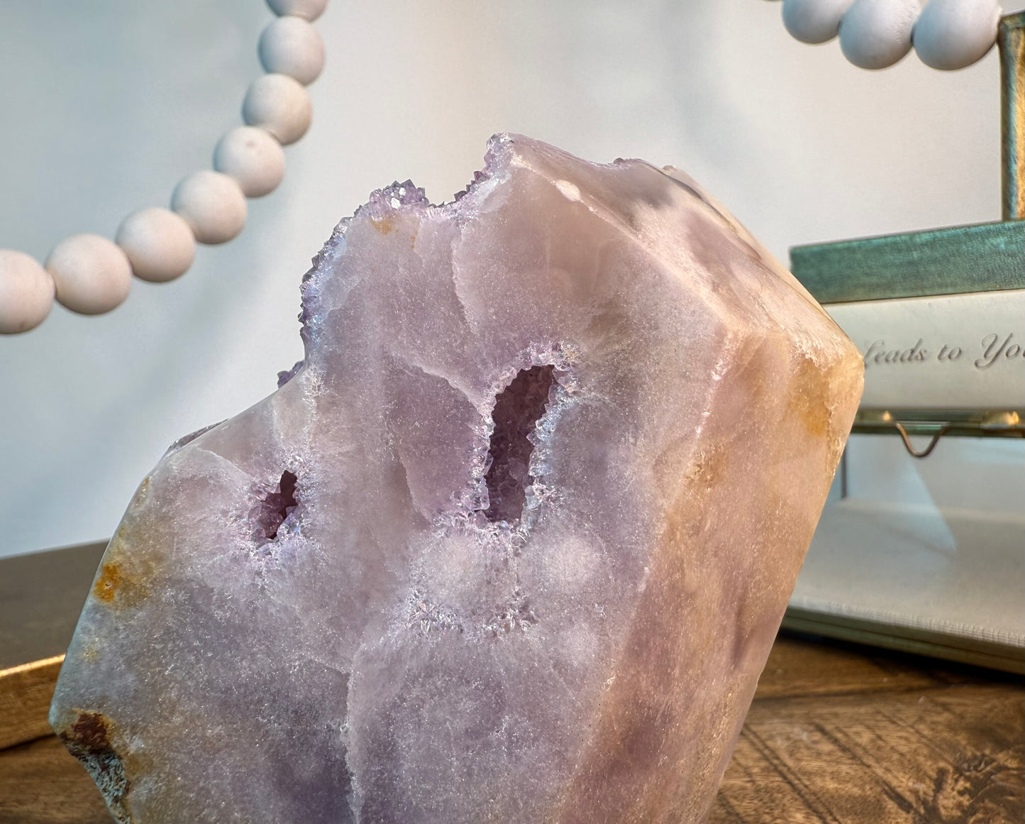 Lavender Amethyst Druzy Freeform on Banded Chalcedony