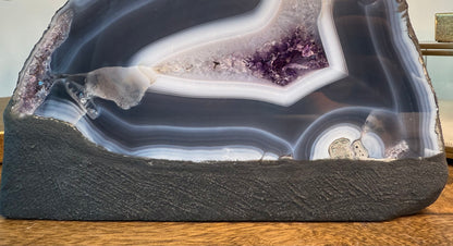 Blue Banded Agate Cathedral with Druzy Amethyst Center