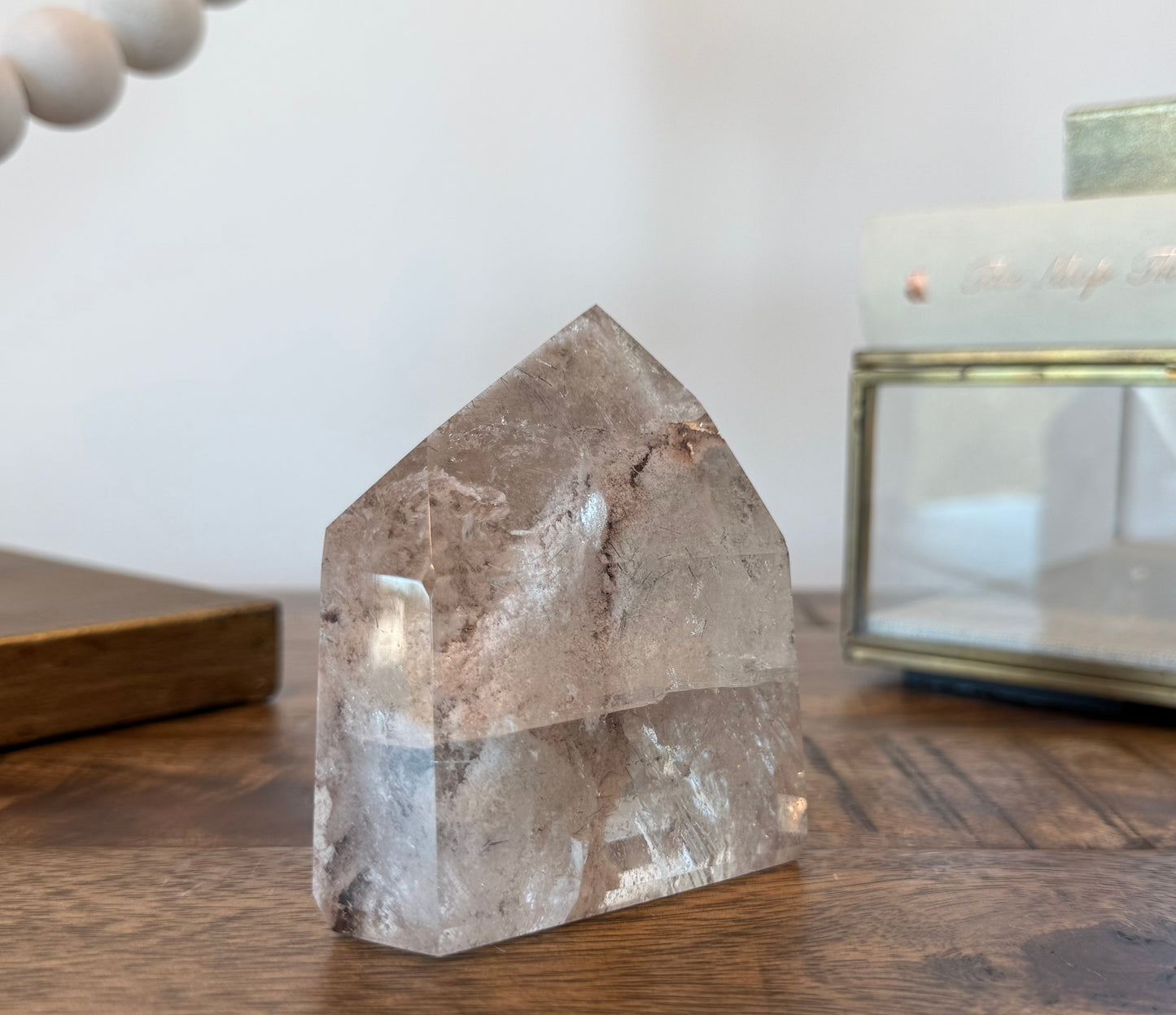Scenic White Garden Quartz with Delicate Black Rutile and Iridescence - Collector’s Grade