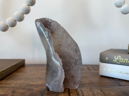 Crescent Druzy Gray Agate