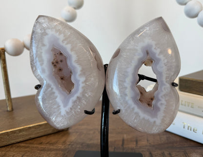 White and Lavender Agate Butterfly Wings