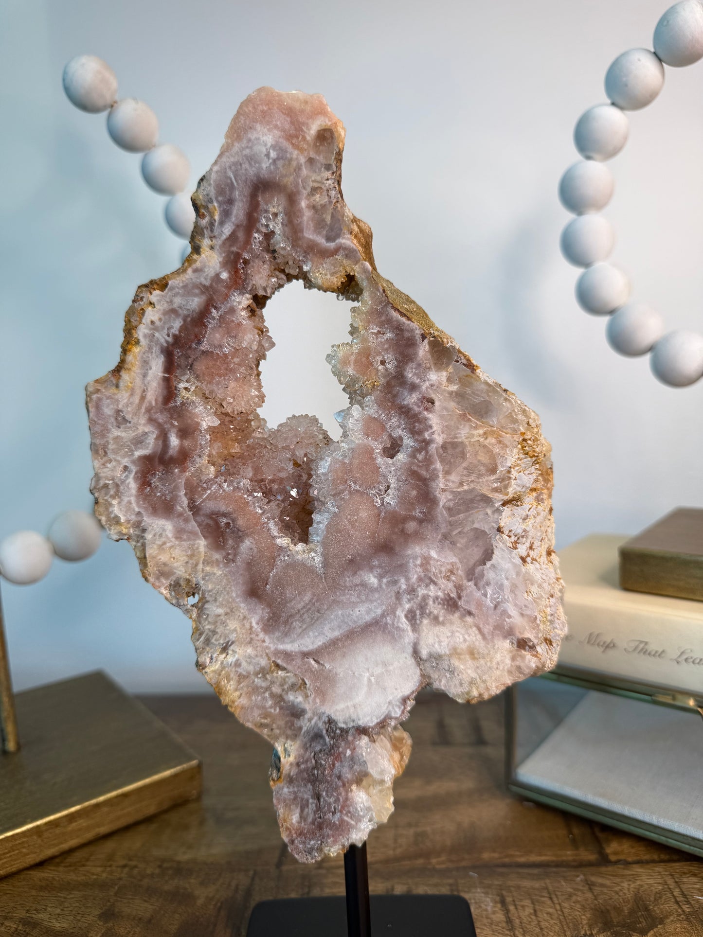 Pink Amethyst with Druzy Portal on Stand