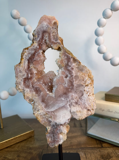 Pink Amethyst with Druzy Portal on Stand