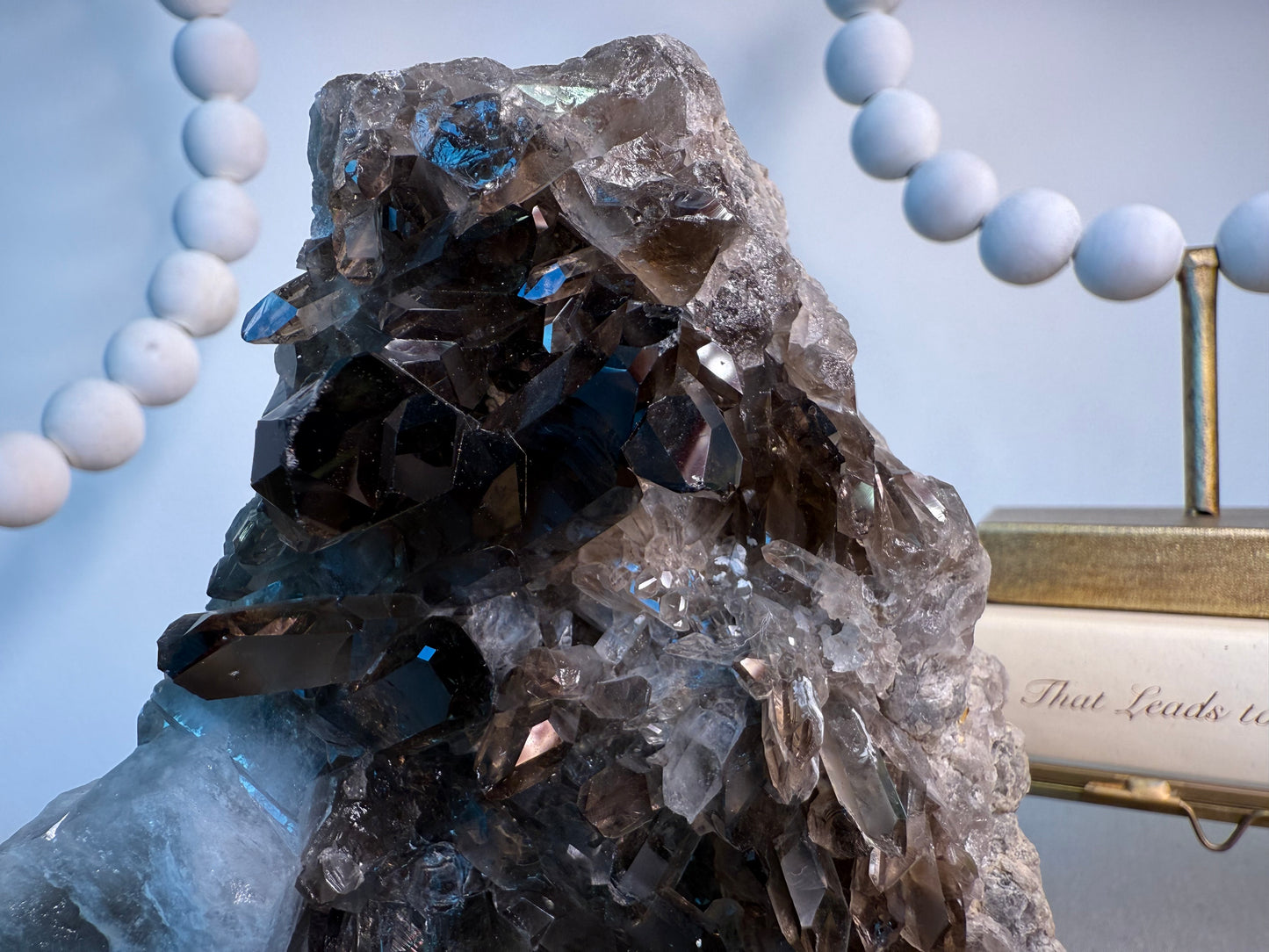 Statement Smoky Quartz Cluster on Stand