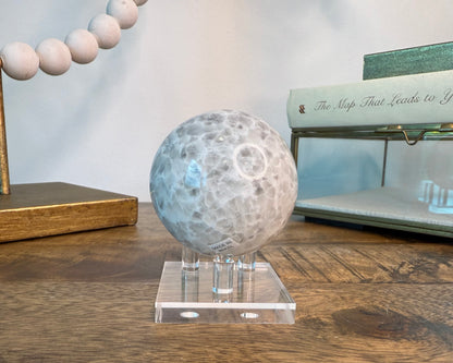 Pastel Blue and Gray Druzy Agate Sphere on Clear Base