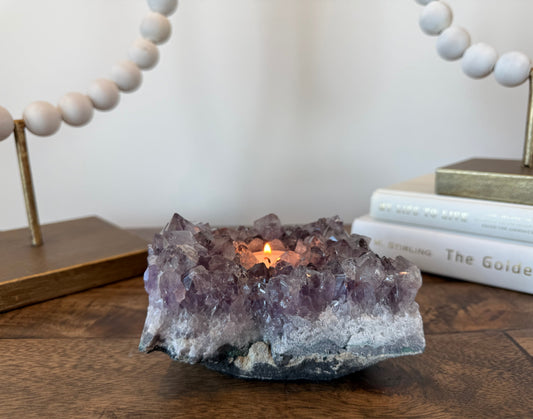 Amethyst tea light candle holder