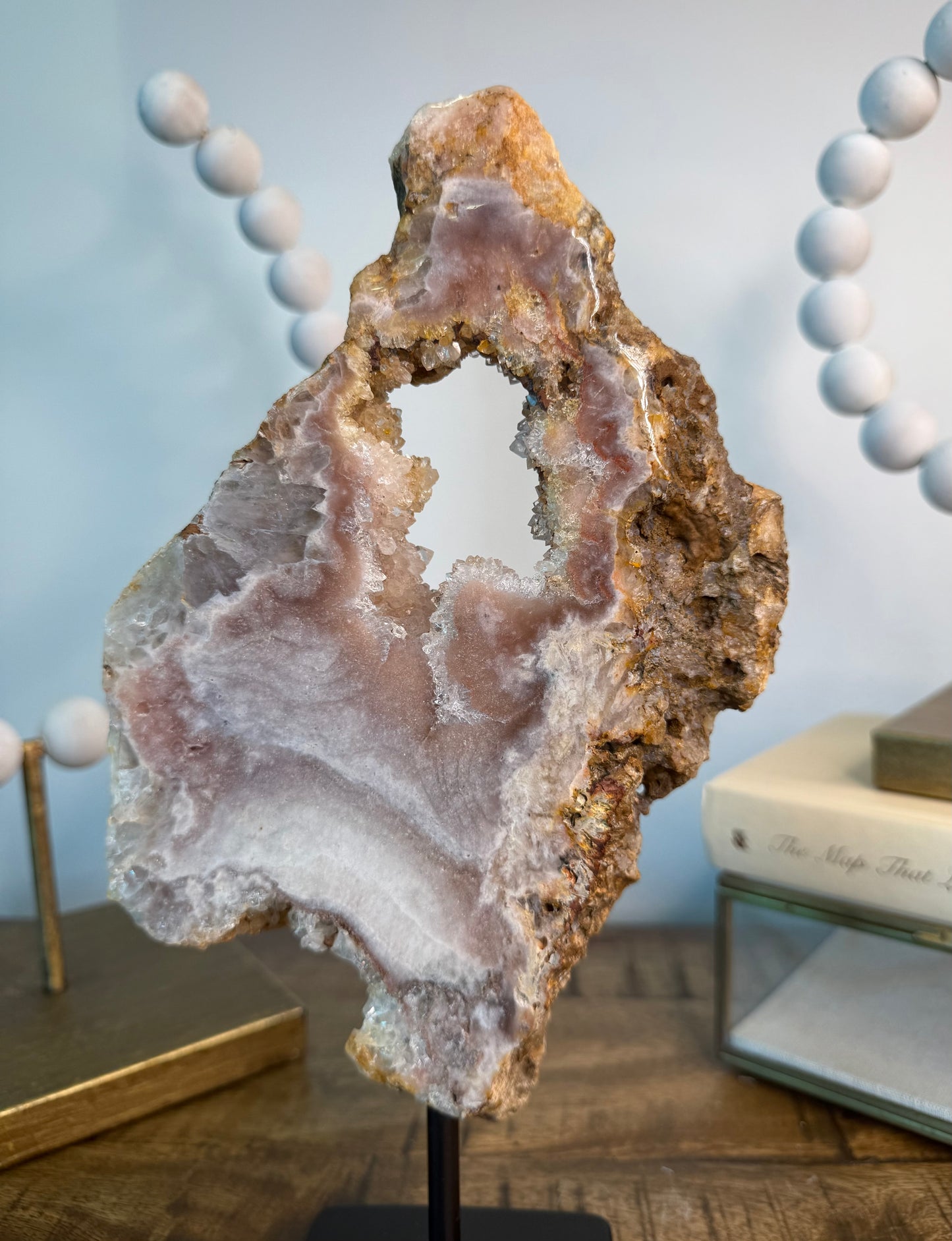 Pink Amethyst with Druzy Portal on Stand