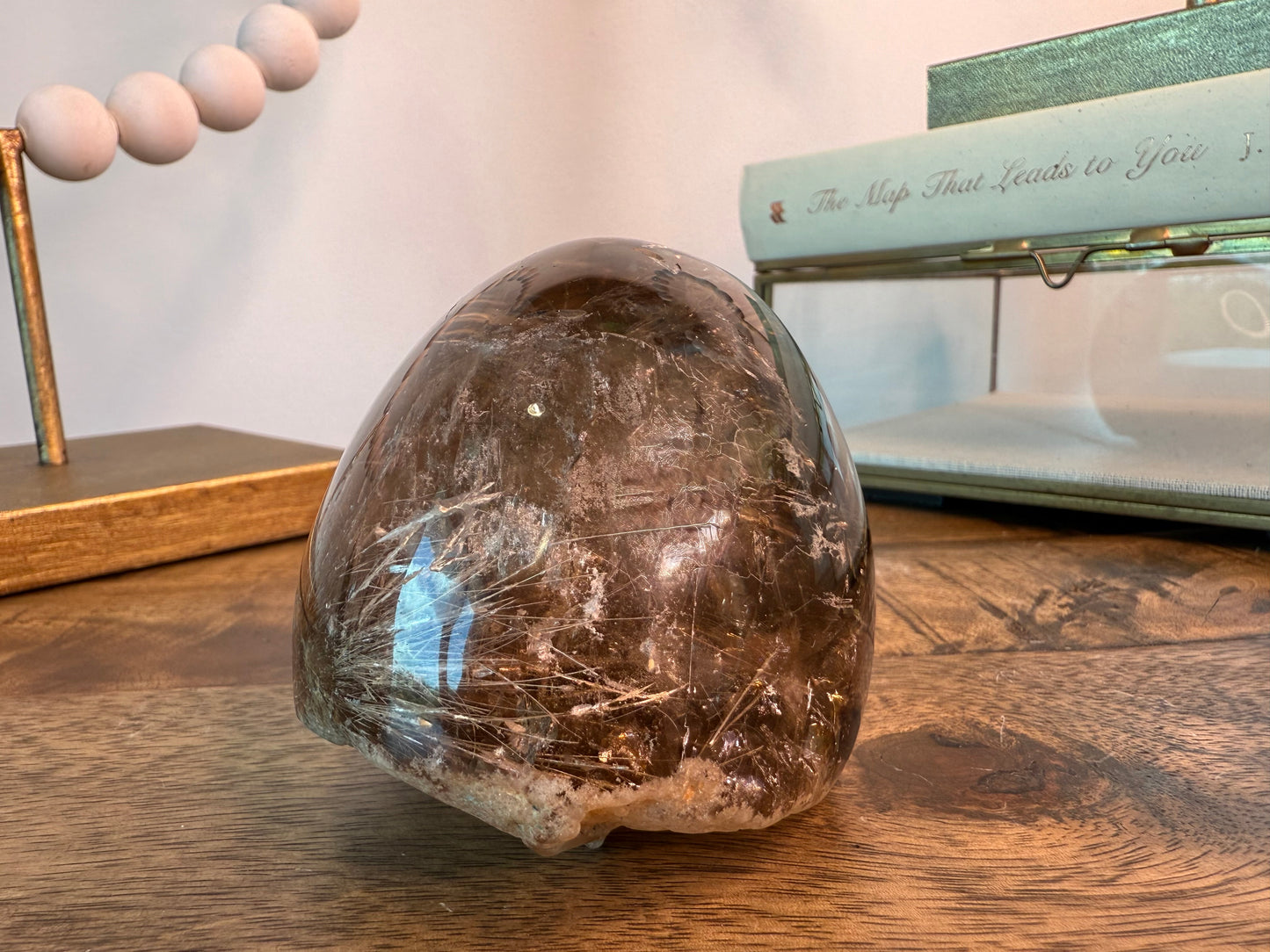 Smoky Garden Rutile Sphere with Natural Flat Base