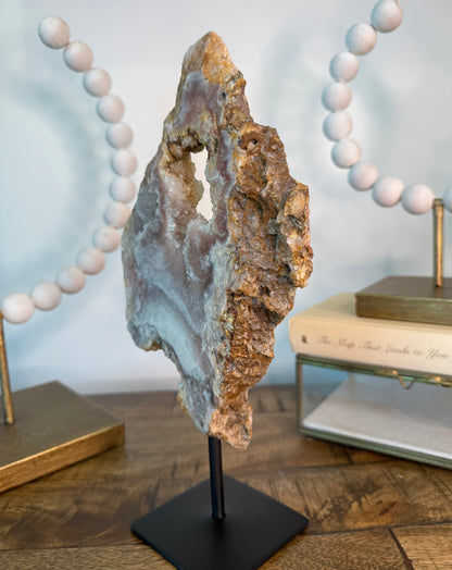 Pink Amethyst with Druzy Portal on Stand