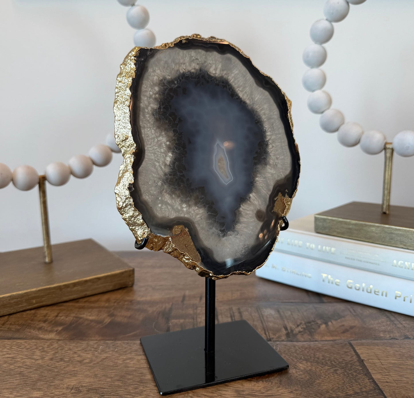Milky Way Agate Slab with Gold Electroplating