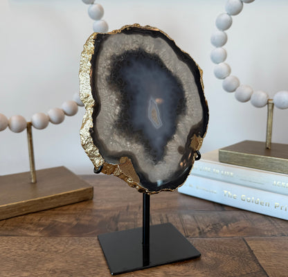 Milky Way Agate Slab with Gold Electroplating