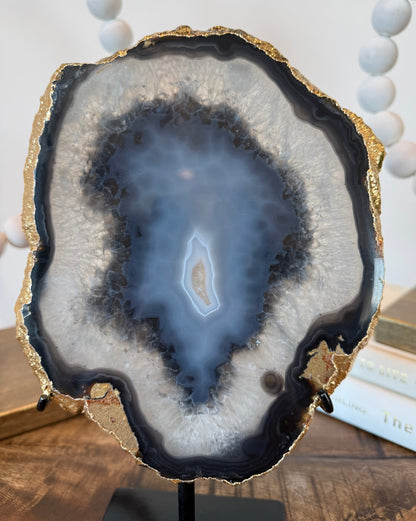 Milky Way Agate Slab with Gold Electroplating