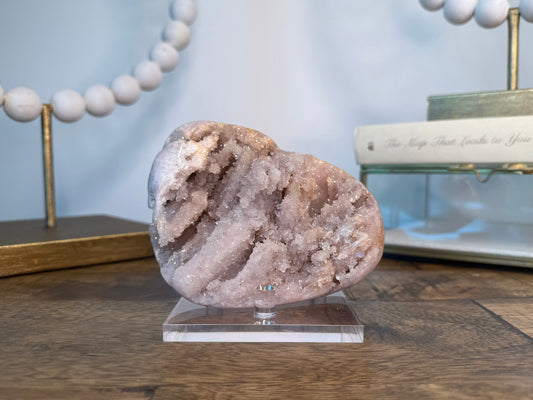 Blush Pink Amethyst Freeform on Clear Stand