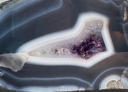Blue Banded Agate Cathedral with Druzy Amethyst Center